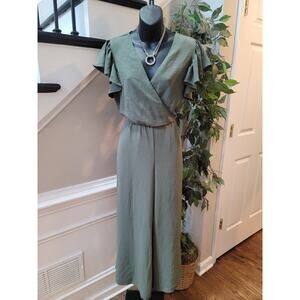 MSK Romper Women's Size Medium Olive Green 100% Polyester Short Sleeves Jumpsuit